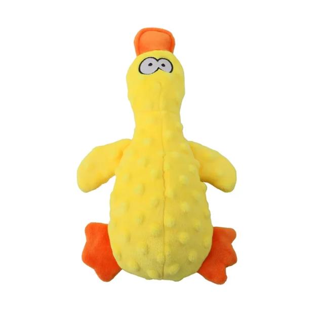 Brinquedo de Pelúcia para Cães Pato Interativo com Som - Mordida e Limpeza Dental