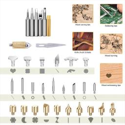 Kit de ferramentas pirográficas para gravação em madeira, queima e escultura, temperatura ajustável, ferro de solda, operado manualmente, 60W - Image 4