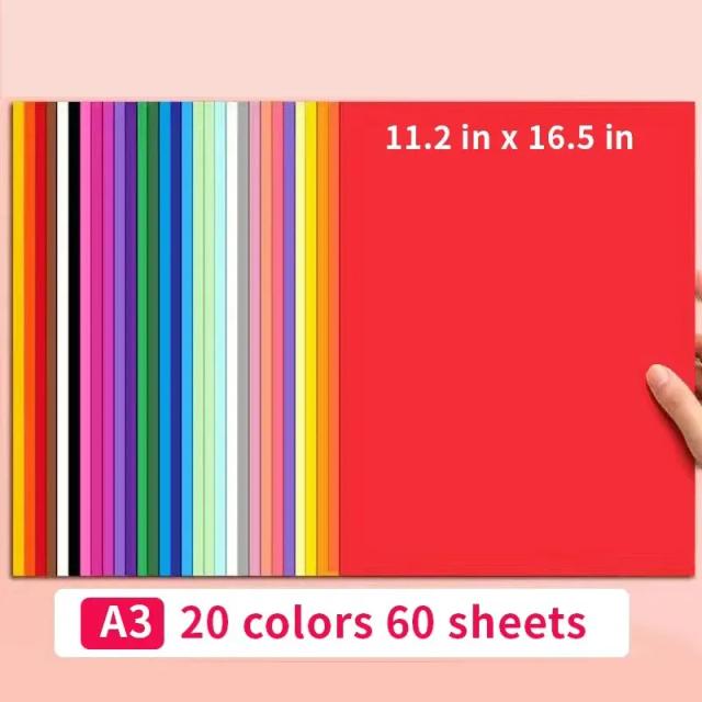Cartão Colorido para Impressão Artística em Papel Artesanal com 60 Folhas para Pintura e Materiais Criativos