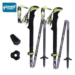 Bastão de caminhada dobrável de fibra de carbono PIONEER, 2 peças, 5 seções ajustáveis, Alpenstocks, caminhadas ao ar livre, escalada de montanha - Image 1