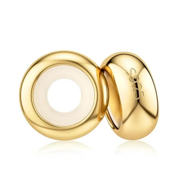 Prata 925 Beads Spacer Redondo Suave 2 Peças