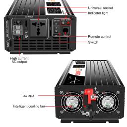 Inversor de energia solar de onda senoidal pura 2500W DC 12V 24V 48V para AC 110V 220V display LCD - Image 2