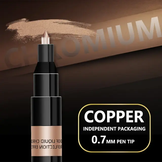 Caneta Marcadora Espelhada para DIY com Tintas Reflexivas - Ouro, Prata e Cobre, Ponta de 0.7mm, 1mm e 2mm, 1 Unidade