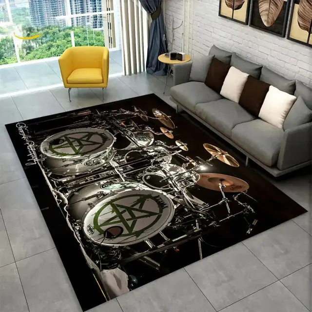 Tapete Antiderrapante 3D para Instrumentos Musicais - Grande e Decorativo para Cozinha, Quarto e Varanda