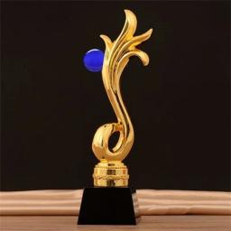 Troféu De Resina Personalizado Prêmio De Estrelas De Ouro Com Palavras Personalizado Base De Cristal, Evento Esportivo, Prêmio De Empresa, Competição Escolar, 1Pc - Image 3