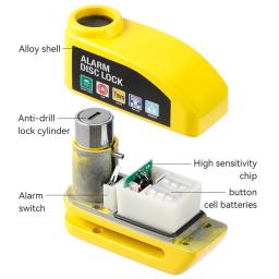 Anti-Theft Rope Lock para bicicleta e motocicleta, Alarme Segurança Proteção Cadeado, Liga de disco, Saco de lembrete - Image 3