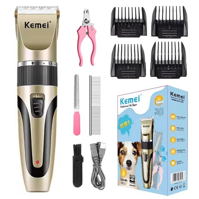 Kit Profissional de Aparador de Pêlos para Pets com Lâmina de Cerâmica Recarregável e Barbeador Elétrico para Cães e Gatos