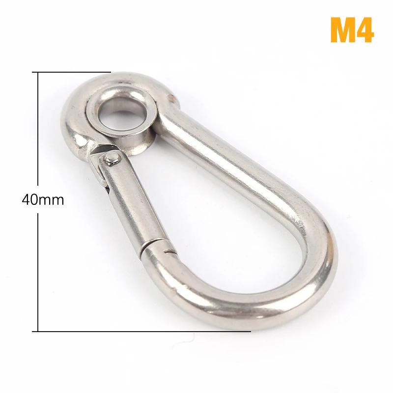 Mosquetão de aço inoxidável, Carbina Snap Hook com Ilhó, Fivela da mola, Chaveiro, M4, M5, M6, M7, M8 - Image 1