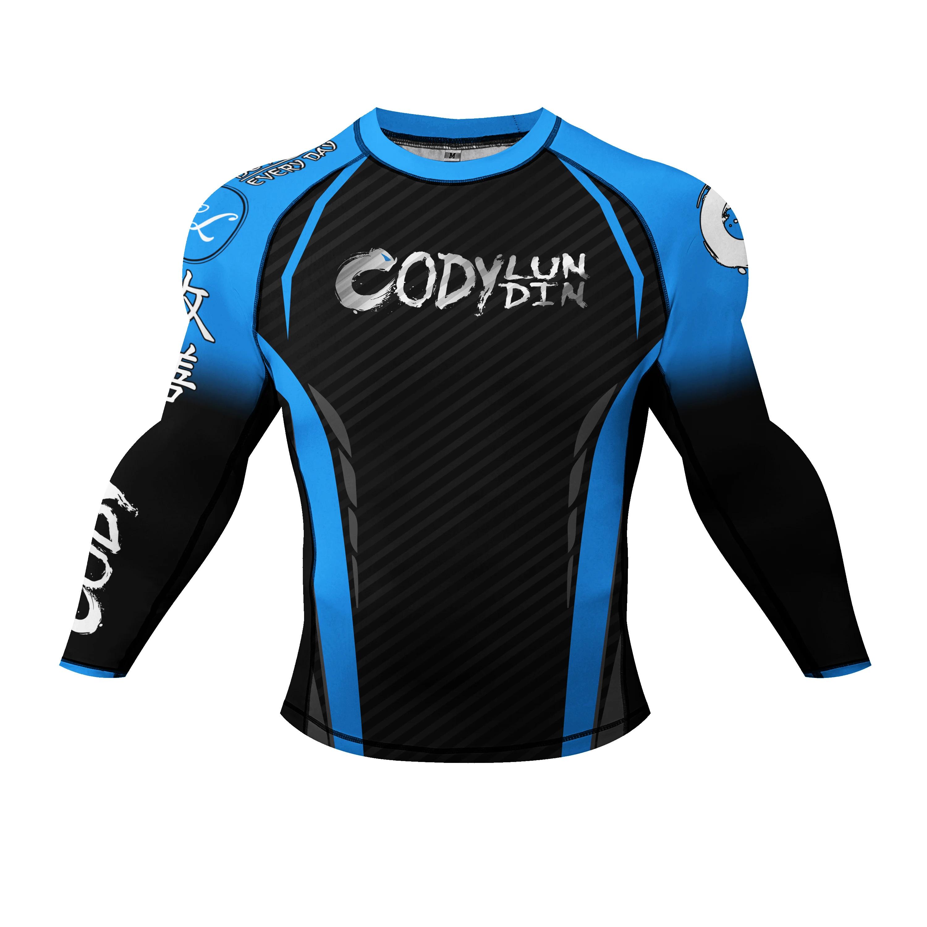 CodyLundin-Corrida, Quimono Preto, Jiu Jitsu, Treino de Kickboxing, Elástico, Manga Comprida, Bluoses, Fitness, Desportivo, Rashguard - Image 1