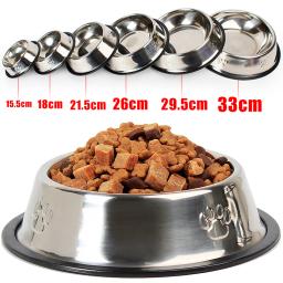 Aço inoxidável cão e gato comida tigela, Metal pata impressão alimentador, antiderrapante Pet Feeding Container, borracha Base acessórios, qualidade - Image 6