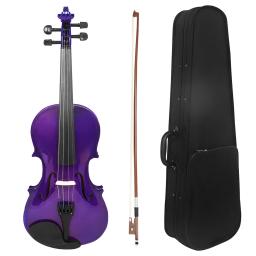 Handmade madeira maciça violino acústico, novato instrumento de cordas, profissionais, roxo, 4, 4 - Image 3