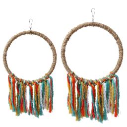 Brinquedo mastigar para pássaros, anel sisal, suporte balanço, papagaio, brinquedo treinamento para periquitos, - Image 1