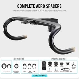 Ryet ergo ace roteamento de cabo interno completo guiador de bicicleta de estrada t800 guiador integrado de carbono di2 com suporte para computador de bicicleta - Image 3