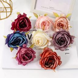 Seda artificial rosa flores cabeça, flores falsas macias, grinalda caixa de presente, ofício da noiva, casamento, decoração do casamento, DIY, 3 pcs, 5pcs - Image 3