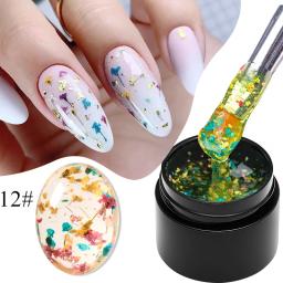 MEET ACROSS 5ml Rosa Flor Seca Gel Unha Polonês Flor Natural Fada Nail Art Gel Soak Off UV LED Pintura Vernizes Para Unhas - Image 3