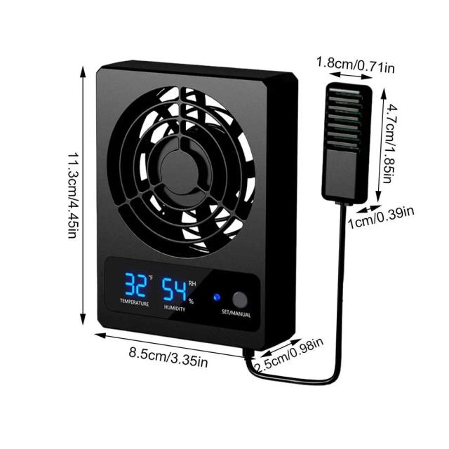 Ventilador Inteligente de Refrigeração com Display LED para Répteis e Anfíbios - Vento Forte e Baixo Ruído