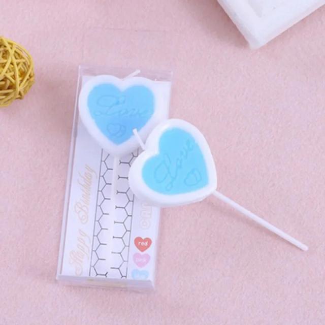 Vela de Aniversário Doce Amor em Quatro Cores com Coração de Pêssego para Decoração de Festas e Jantares Românticos