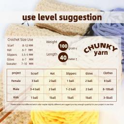 Fio Chenille para Tricô Cachecóis e Cobertores, Fio Chunky Vegan, Materiais Jumbo, 100g, 100% Poliéster - Image 3