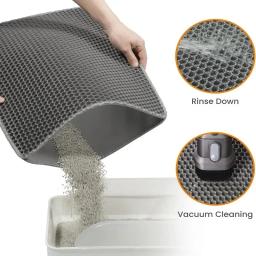 Impermeável Double Layer Pet Litter Mat, Cat Litter Box, Pet WC, Antiderrapante, Areia, Lavável, Limpo, 90x60cm - Image 3