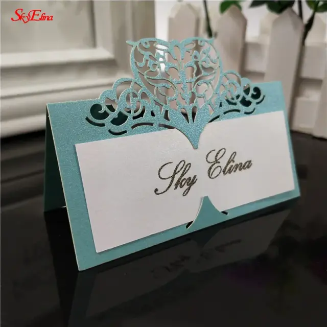 Cartões de Nome Cortados a Laser para Casamento - 10/50/100 Peças para Convites e Decoração de Mesa