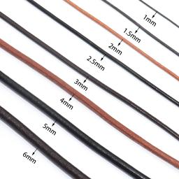 Couro Genuíno Vaca Cordões Tanga Redonda para Fazer Ornamentos, Artesanato DIY, Roupas Charme Acessórios, 2 Jardas, 5mm, 1-5mm - Image 2