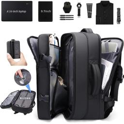 Mochila de compressão a vácuo expansível de grande capacidade com bomba de ar embutida Bolsa masculina casual para viagem e deslocamento - Image 3