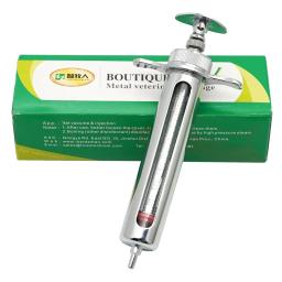 Seringas veterinárias em aço inoxidável Seringas de metal Injector de ovelha de gado de porco Ferramentas veterinárias animais Alimentador de medicina pecuária 1 pc - Image 1