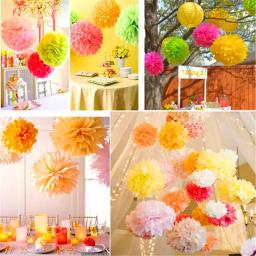 5 peças 6 ''-12'' pompons de papel de tecido casamento decorativo flores bola chá de bebê decoração de festa de aniversário pom poms de papel - Image 4