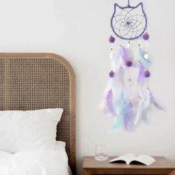 Bonito apanhador de sonhos para pendurar decoração de casa estrela lua apanhador de sonhos ornamentos de penas pendurado na parede interior decoração da casa do quarto do miúdo - Image 2