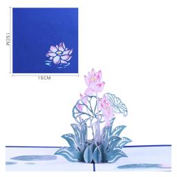 Cartão romântico 3D Lotus Pop Up, Envelopes, Convite de flor, Aniversário, Presente de aniversário, Obrigado, Dia das Mães - Image 1