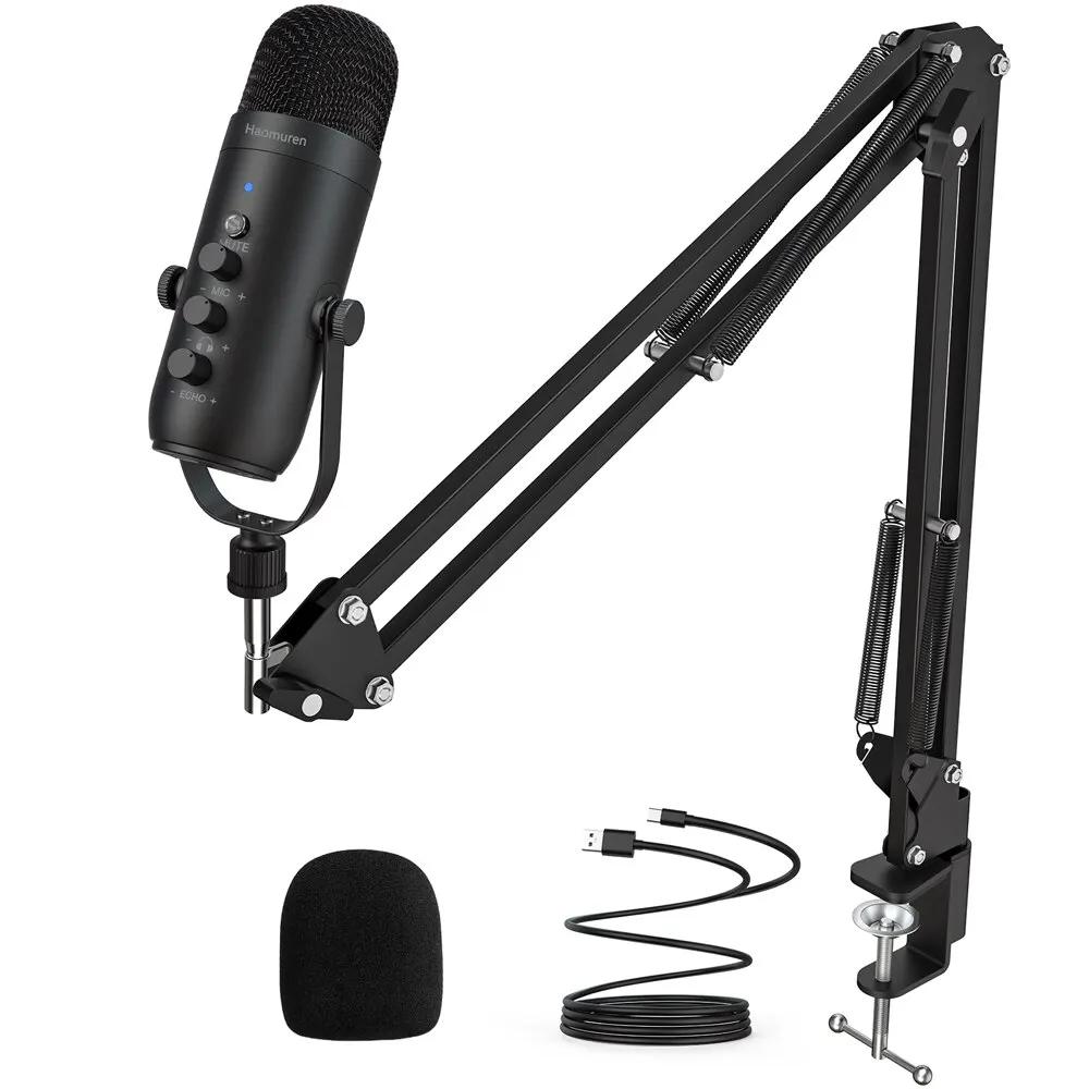 Professional USB Streaming Podcast PC Microfone Estúdio Cardioid Condensador Mic Kit com Boom Arm Para Gravação Twitch YouTube - Image 1