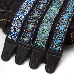 Bordado Print Guitar Strap Estilo étnico Vintage Alça ajustável para Guitarra Elétrica Folk Baixo Ukulele Guitar Acessórios - Image 1