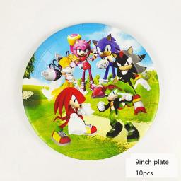 Descartável Cartoon Sonic Party Supplies, Placa, Copo, Guardanapo, Toalha De Mesa, Bolo Topper, Saco De Presentes, Kids Birthday Party Decorações Set - Image 2