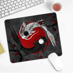 Mousepad pequeno peixe arte computador portátil mouse almofada de borracha japonês koi tapete de mesa de escritório tapetes de teclado do rato de escritório antiderrapante deskpad - Image 3