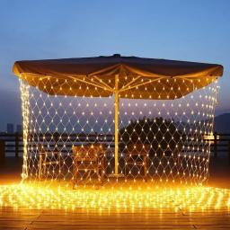 Luz LED Net Mesh String, Cortina De Janela, Árvore De Natal, Luz De Fadas, Festa De Casamento, Cortina De Guirlanda, Plug UE, 220V - Image 4