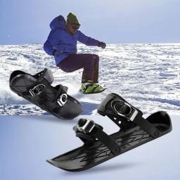 Mini patins curtos para iniciantes, botas de snowboard, adjuatable curto, skate de neve, esportes ao ar livre, trenós curtos clássicos, inverno - Image 2