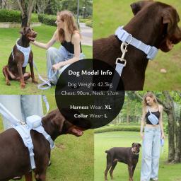 Arnês e trela personalizados para cães, Ajustável sem puxar cão arnês conjunto com suporte para saco de cocô, conjunto de trela coleira pet ambulante - Image 3