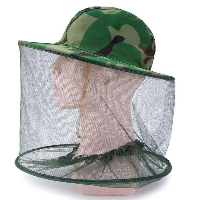 Boné de Pesca Camuflado com Aba Larga e Malha Protetora contra Insetos e Mosquitos