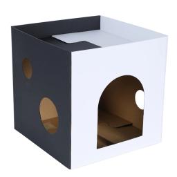 Casa de papelão destacável para gatos com coçar almofadas, arranhões de gato de camada dupla, cama lounge, papelão ondulado - Image 3