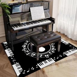 Tapete de notas musicais e teclas de piano, tapete com tema musical preto e branco, tapete antiderrapante para sala de estar, decoração de estúdio de música - Image 3