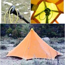 Ultraleve 680g 2-4 pessoa 4 temporada barraca de acampamento 20d náilon ambos os lados silicone revestimento sem haste pirâmide flysheet ao ar livre 2.5x2.5m - Image 6