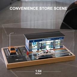 Conveniência Cena modelo loja com luzes e quadra de basquete, cena em miniatura sem luzes, decoração cena, recolher presente, 1: 64 - Image 1