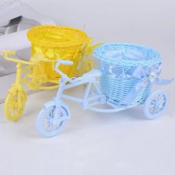 Cesta de flores tecida para bicicleta, arranjo de flores de simulação, cesta de plástico de vime, decoração de armazenamento, decoração de festa de casamento - Image 6
