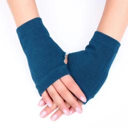Luvas de meio dedo com buracos para polegar, mão, pulso, braço, mais quente, dedo exposto, luvas curtas de caxemira, tricô de crochê, luvas de lã falsa? ? - Image 6