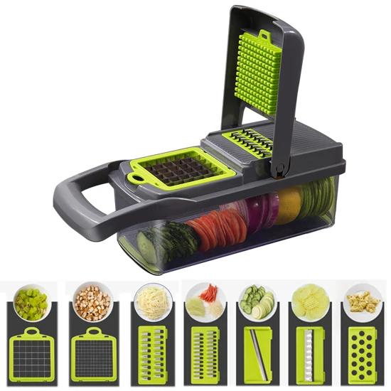 Slicer Mandoline Julienner Seguro Ajustável Lâminas Ralador De Legumes Em Aço Inoxidável Profissional Multi-função de Tomate Slicer - Image 1