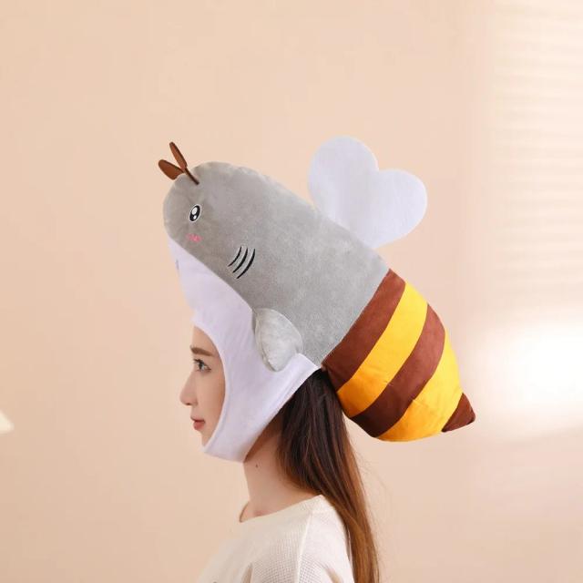 Chapéus Kawaii Bee Shark para Homens e Mulheres, Acessórios de Halloween e Festa, Presente Engraçado e Bonito para Crianças e Adultos