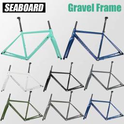 SEABOARD Quadro de bicicleta de estrada cascalho freio a disco off-road quadro de alumínio 700C eixo do cilindro com garfo de carbono através do eixo 12x142mm - Image 1