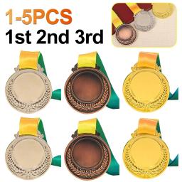 Prêmio Medalha com fita de pescoço para crianças, ouro, prata, bronze, prêmio, escola, esportes, reunião, 2 em, 1, 3, 5PCs - Image 1