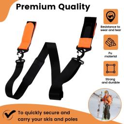Correias ajustáveis para snowboard e pólo de esqui, alças portáteis para snowboard, acessórios de esqui de nylon duráveis para homens e mulheres. - Image 3