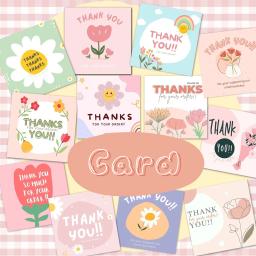 50 unidades/pacote cartões de agradecimento da flor 6cm rosa pequeno cartão de visita para a padaria festa de casamento chá de bebê pacote inserção mailer saco - Image 1